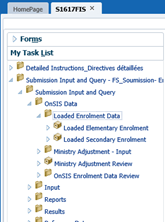 Loaded Enrolment Data tab under Submission Input and Query/OnSIS Data